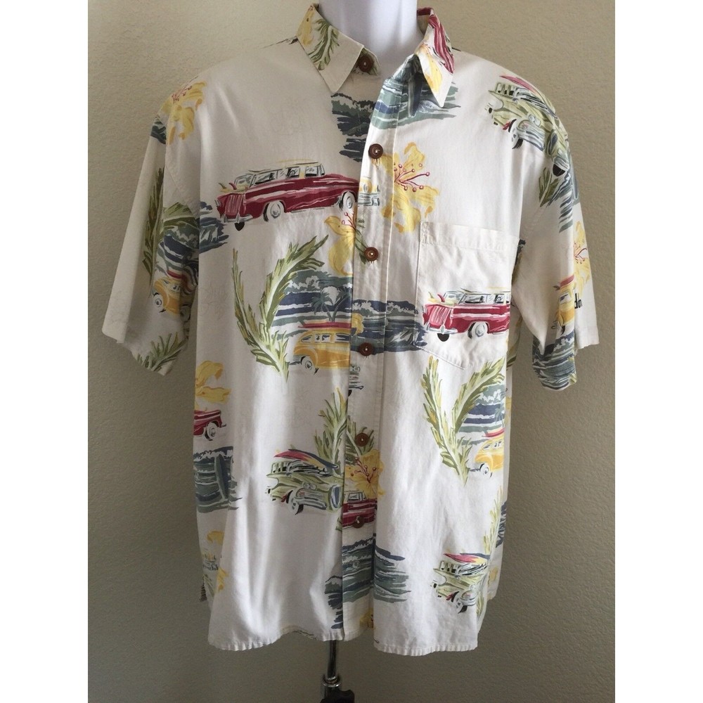 VINTAGE TROPICAL SHIRT‎ TROPICAL SUNWEAR LA JOLLA CA CARS FLORAL SIZE XL ADDEM